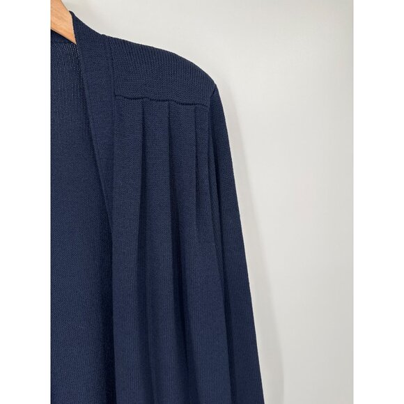ST JOHN Satana Knit Long Open Cardigan Pocket Navy Sweater Size S USA oversized - Picture 5 of 6